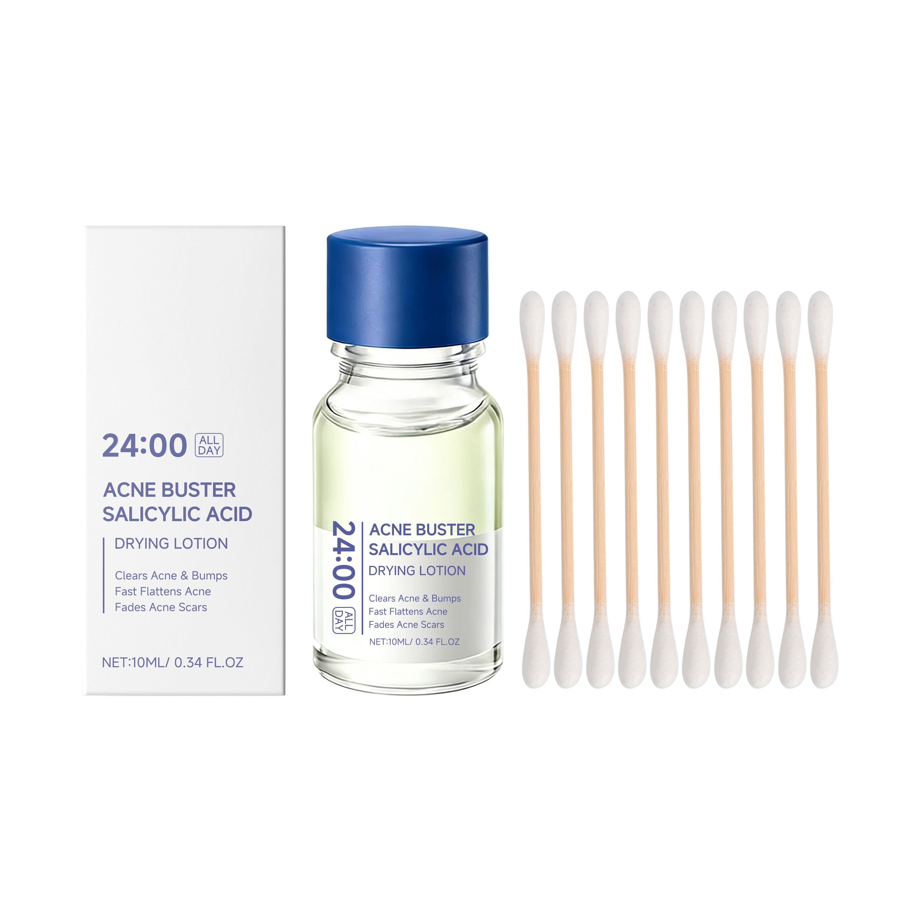Face Moisturizer - Salicylsäure-Trocknungslotion Gesichtsserum mit Wattestäbchen – Reduziert