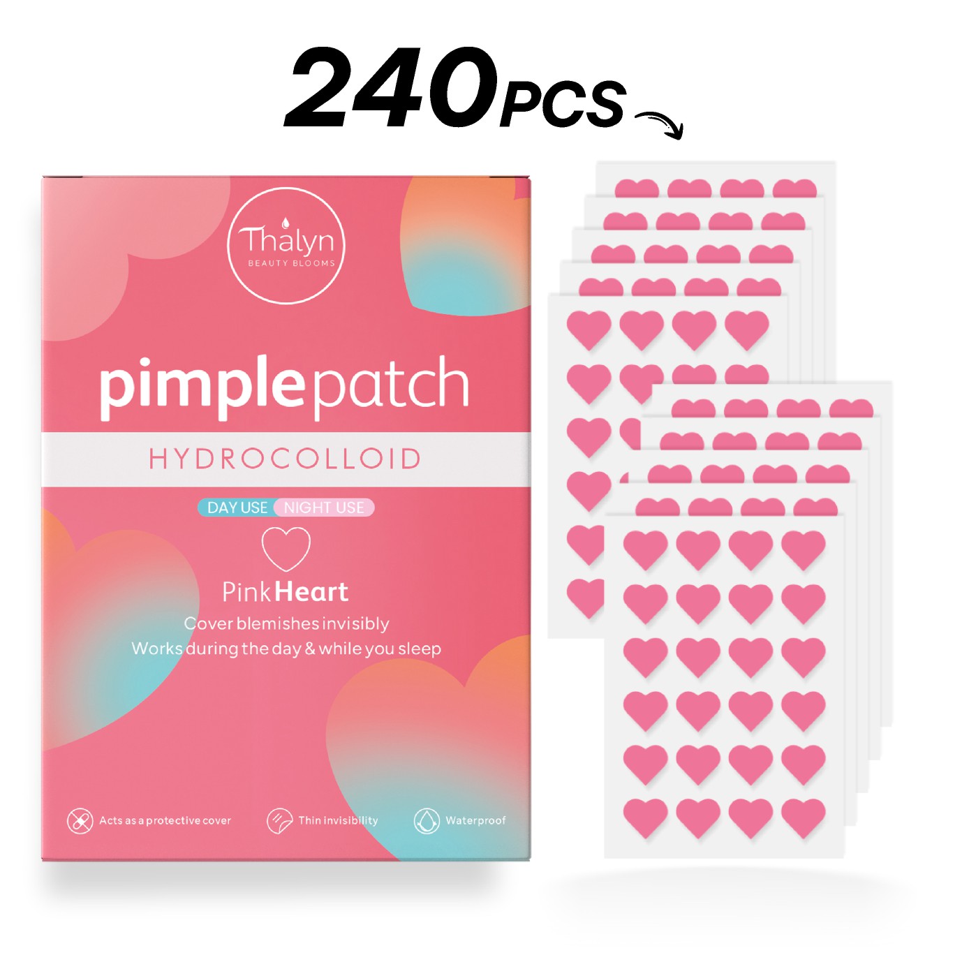 Skincare China - 240 Stück Rosa Herz-Akne-Pflaster Niedliche Unsichtbare